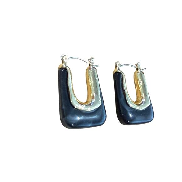 Gray Tortoise Resin Hoop Earrings Geometric Irregular Acrylic Fashion Jewelry - Picture 1 of 7